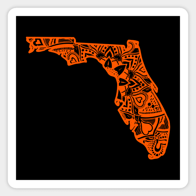 Orange Florida State Gift Mandala Yoga FL Art Sticker by Get Hopped Apparel